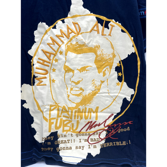 Muhammad Ali FUBU Platinum T-Shirt Large Blue Embroidered Graphic Rare VTG - Picture 3 of 10